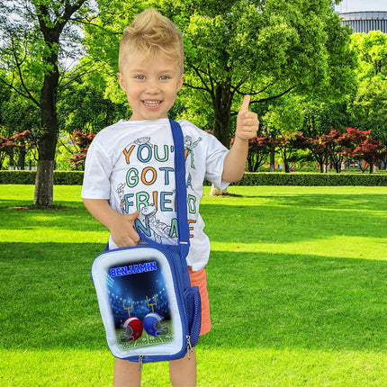 Custom Kids Lunch Bag with Strap Personalized School Insulated Picnic Box Football Sports Team
