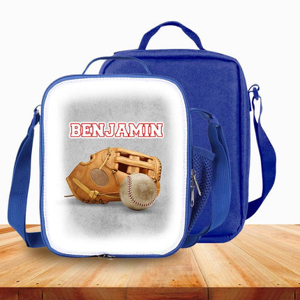 Custom Kids Lunch Bag with Strap Personalized School Insulated Picnic Box Beisbol Sports Team