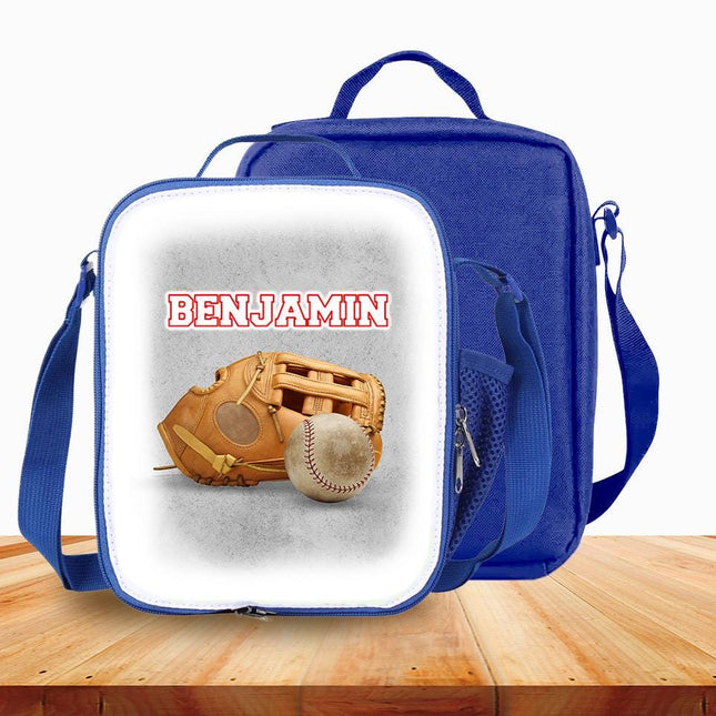Custom Kids Lunch Bag with Strap Personalized School Insulated Picnic Box Beisbol Sports Team