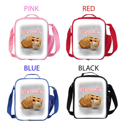 Custom Kids Lunch Bag with Strap Personalized School Insulated Picnic Box Beisbol Sports Team
