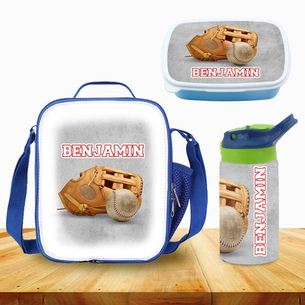Custom Kids Lunch Bag with Strap Personalized School Insulated Picnic Box Beisbol Sports Team