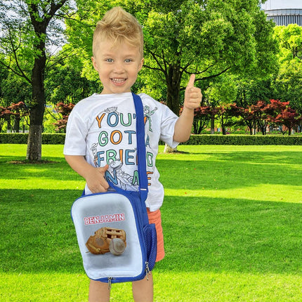 Custom Kids Lunch Bag with Strap Personalized School Insulated Picnic Box Beisbol Sports Team
