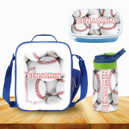 Custom Kids Lunch Bag with Strap Personalized School Insulated Picnic Box Beisbol Sports Team