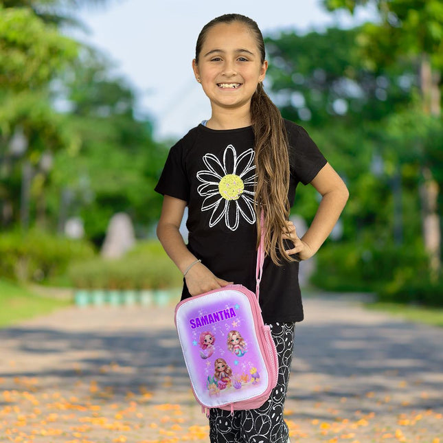 Custom Kids Lunch Bag with Strap Personalized School Insulated Picnic Box Mermaids Under the Sea
