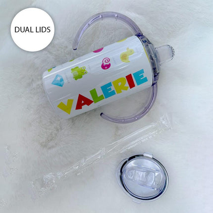 Custom Kids Sippy Cup Personalized Toddler Insulated Tumbler 12oz Bottle Kinder Learning Colors