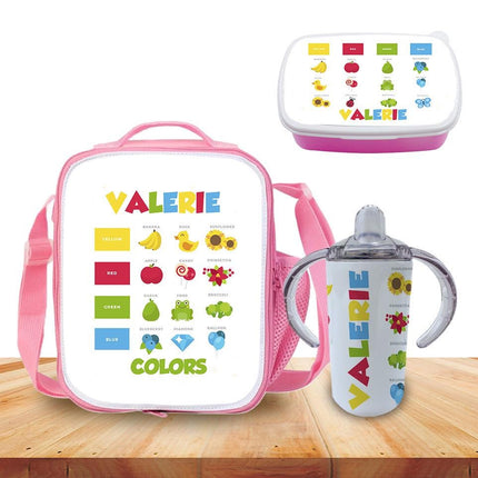 Custom Kids Sippy Cup Personalized Toddler Insulated Tumbler 12oz Bottle Kinder Learning Colors