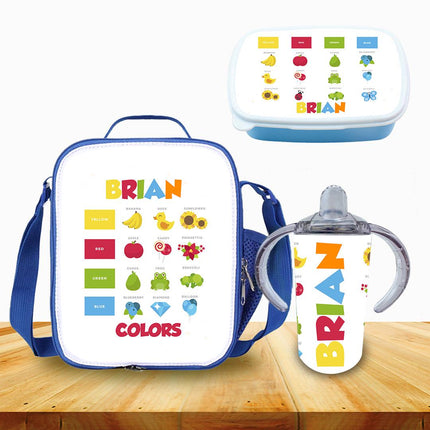 Custom Kids Sippy Cup Personalized Toddler Insulated Tumbler 12oz Bottle Kinder Learning Colors
