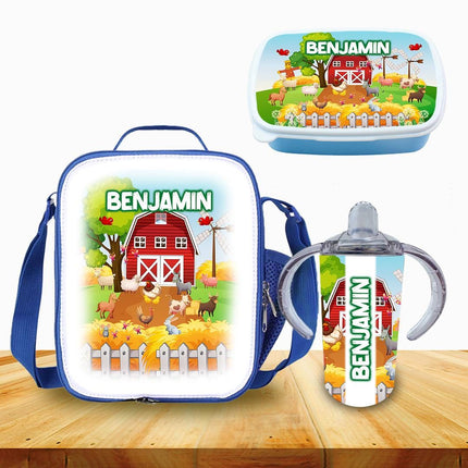 Custom Kids Sippy Cup Personalized Toddler Insulated Tumbler 12oz Bottle Farm Barn Animals