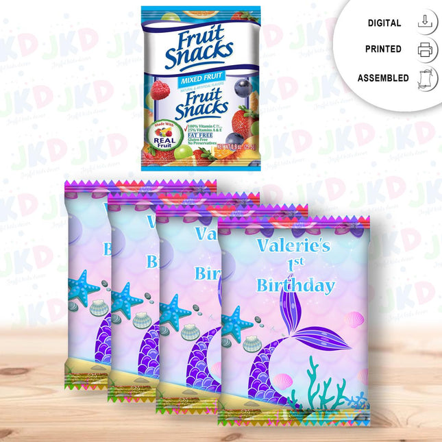 Mermaid Tail Fruit Snack Label Sticker for Kids Birthday Party Favor Decor Custom Physical Product