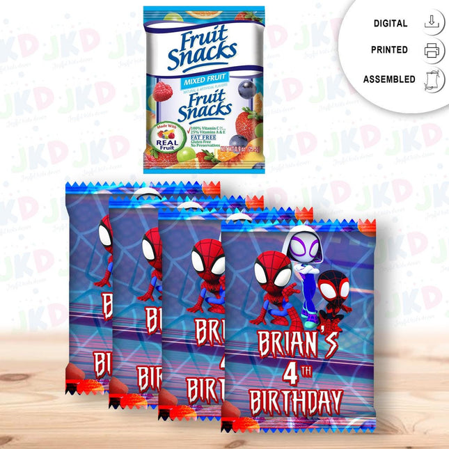 Spidey Fruit Snack Label Sticker for Kids Birthday Party Favor Decor Custom Physical Product