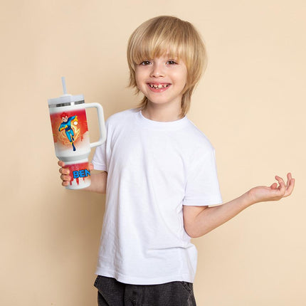 Custom Kids Tumbler 40oz Personalized Name Insulated Bottle Water Superhero 1