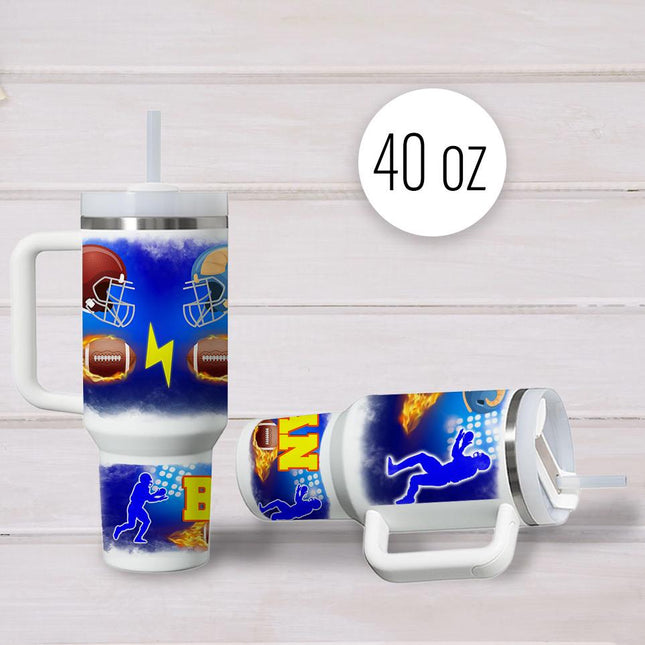 Custom Kids Tumbler 40oz Personalized Name Insulated Bottle Water Football 1