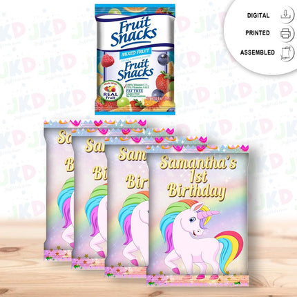 Unicorn Fruit Snack Label Sticker for Kids Birthday Party Favor Decor Custom Physical Product