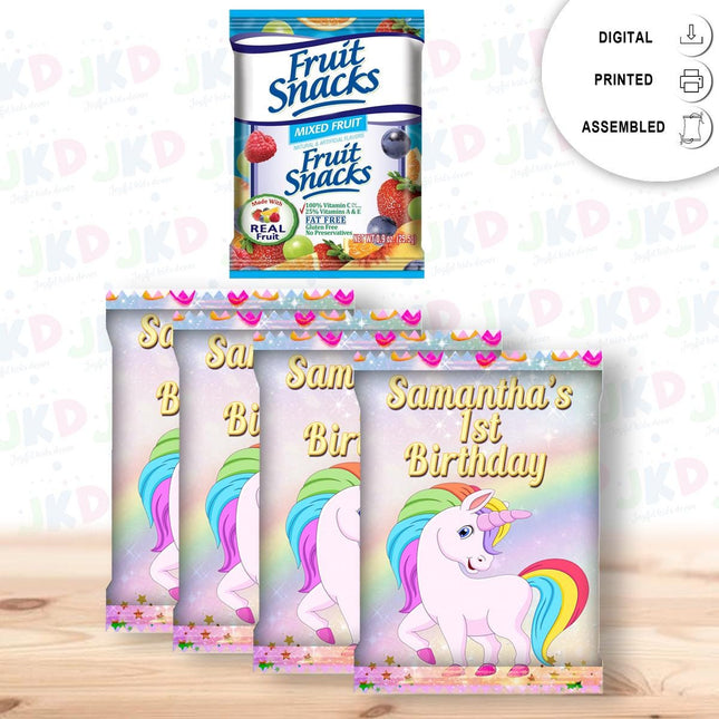 Unicorn Fruit Snack Label Sticker for Kids Birthday Party Favor Decor Custom Physical Product