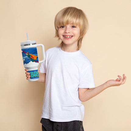 Custom Kids Tumbler 40oz Personalized Name Insulated Bottle Water Superhero 3