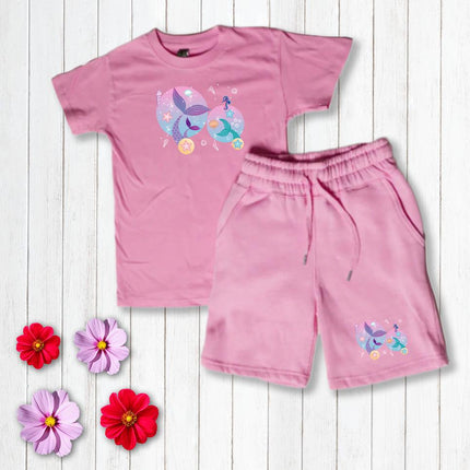 Custom Kids' Short Set Outfit Shorts & Tshirt Mermaid Tail