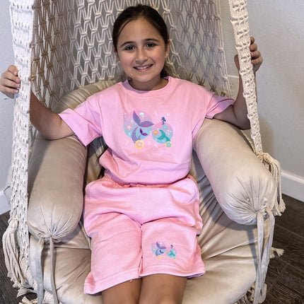 Custom Kids' Short Set Outfit Shorts & Tshirt Mermaid Tail