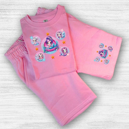 Custom Kids' Short Set Outfit Shorts & Tshirt Mermaid 1