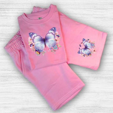 Custom Kids' Short Set Outfit Shorts & Tshirt Butterflies and Flowers
