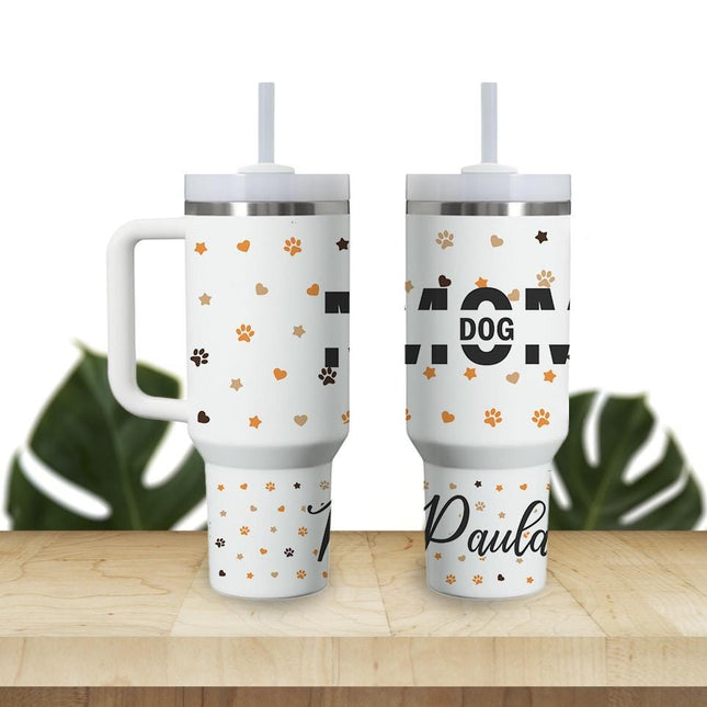 Custom Tumbler 40oz Personalized Name Insulated Bottle Water Dog Mom 1