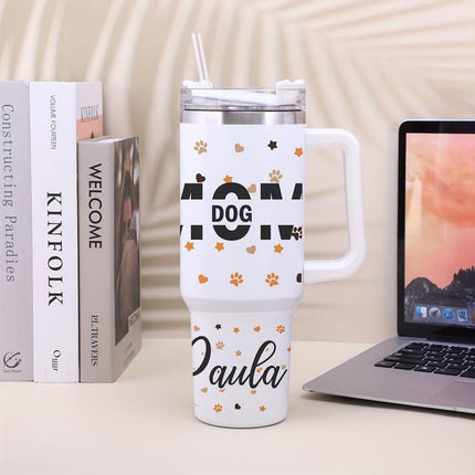 Custom Tumbler 40oz Personalized Name Insulated Bottle Water Dog Mom 1
