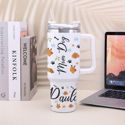 Custom Tumbler 40oz Personalized Name Insulated Bottle Water Dog Mom 2