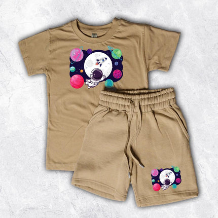 Custom Kids' Short Set Outfit Shorts & Tshirt Universe Astronaut
