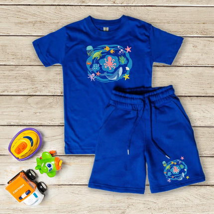 Custom Kids' Short Set Outfit Shorts & Tshirt Ocean Animals