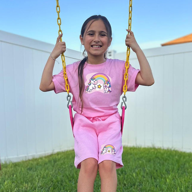 Custom Kids' Short Set Outfit Shorts & Tshirt Unicorn