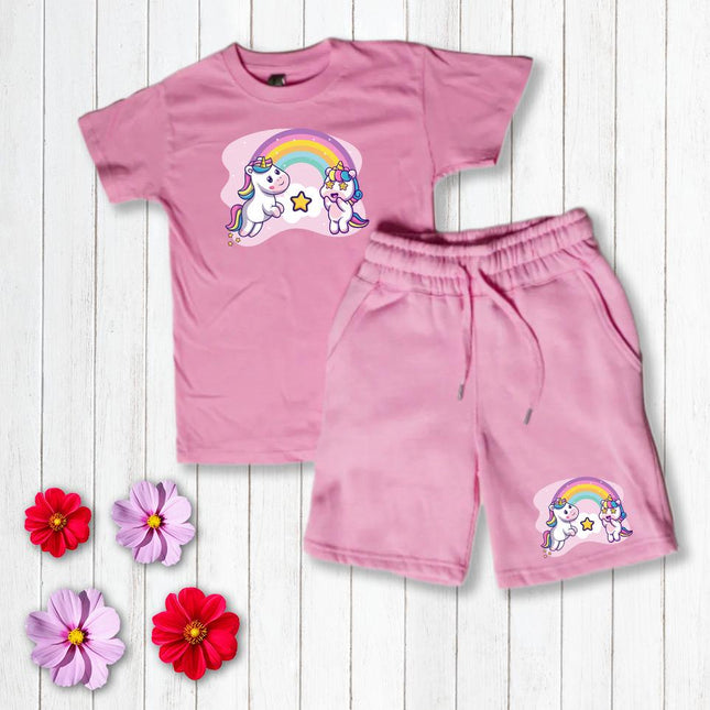 Custom Kids' Short Set Outfit Shorts & Tshirt Unicorn