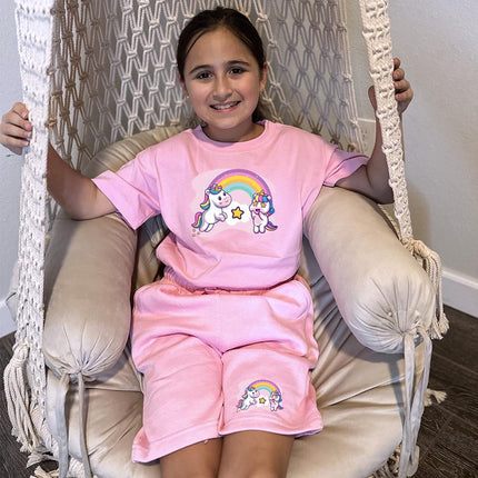 Custom Kids' Short Set Outfit Shorts & Tshirt Unicorn