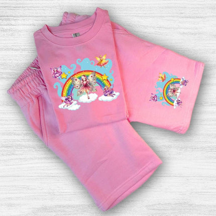 Custom Kids' Short Set Outfit Shorts & Tshirt Fairies and Rainbow