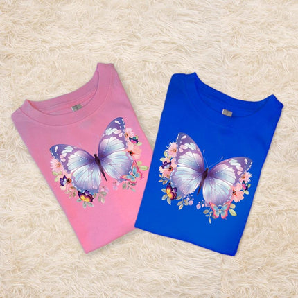 Custom Kids' Short Set Outfit Shorts & Tshirt Butterflies and Flowers