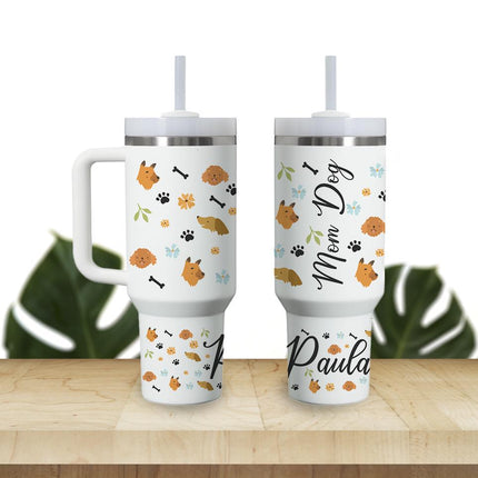Custom Tumbler 40oz Personalized Name Insulated Bottle Water Dog Mom 2
