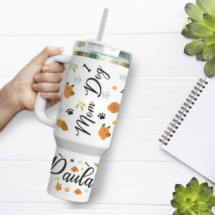Custom Tumbler 40oz Personalized Name Insulated Bottle Water Dog Mom 2