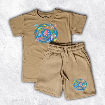 Custom Kids' Short Set Outfit Shorts & Tshirt Ocean Animals