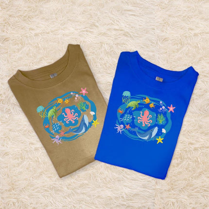 Custom Kids' Short Set Outfit Shorts & Tshirt Ocean Animals