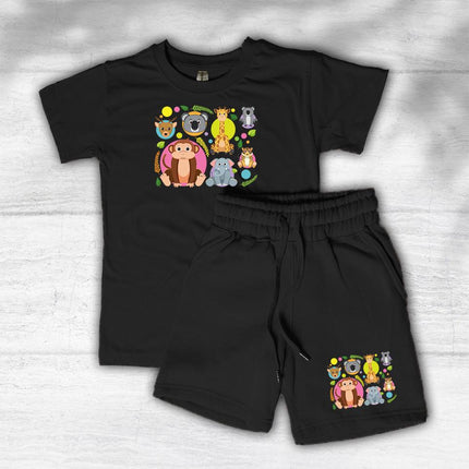 Custom Kids' Short Set Outfit Shorts & Tshirt Safari Baby Animals