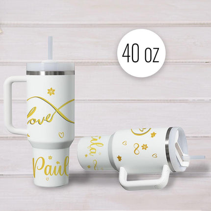 Custom Tumbler 40oz Personalized Name Insulated Bottle Water Infinite Love