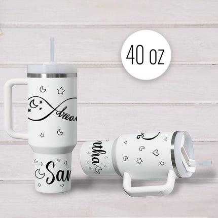 Custom Tumbler 40oz Personalized Name Insulated Bottle Water Infinite Love