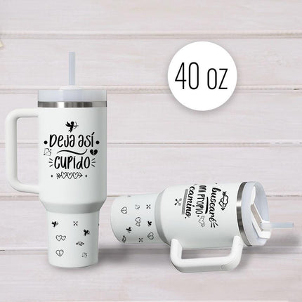 Tumbler 40oz Insulated Bottle Water Stainless Steel Gift Bold Phrases Cupid