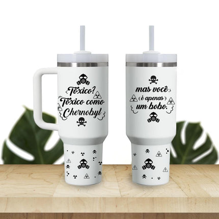 Tumbler 40oz Insulated Bottle Water Stainless Steel Gift Bold Phrases Toxic Like Chernobil