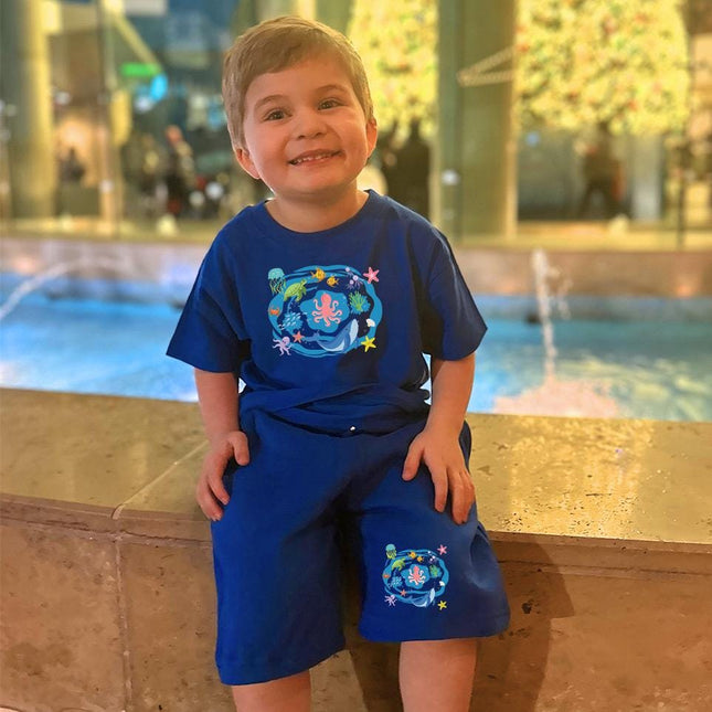 Custom Kids' Short Set Outfit Shorts & Tshirt Ocean Animals