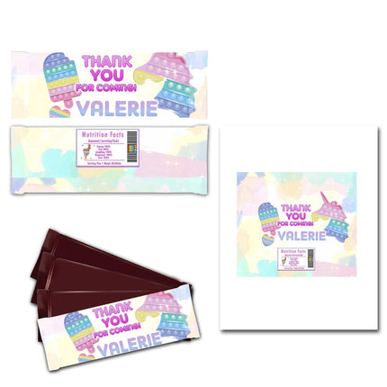 Pop It Candy Bar Labels for Party Decor Chocolate Birthday Favor | 12-Pack Stickers Fits Chocolate Bar 1.55oz