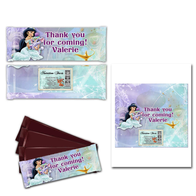 Jasmine Candy Bar Labels for Party Decor Chocolate Birthday Favor | 12-Pack Stickers Fits Chocolate Bar 1.55oz