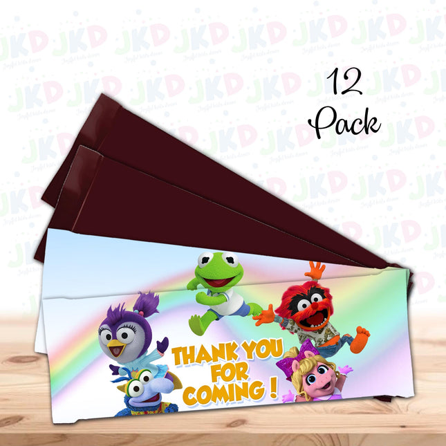 Muppet Babies Candy Bar Labels for Party Decor Chocolate Birthday Favor | 12-Pack Stickers Fits Chocolate Bar 1.55oz