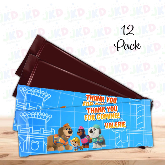 Pupstruction Candy Bar Labels for Party Decor Chocolate Birthday Favor | 12-Pack Stickers Fits Chocolate Bar 1.55oz