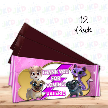 Puppy Dog Pals Candy Bar Labels for Party Decor Chocolate Birthday Favor | 12-Pack Stickers Fits Chocolate Bar 1.55oz
