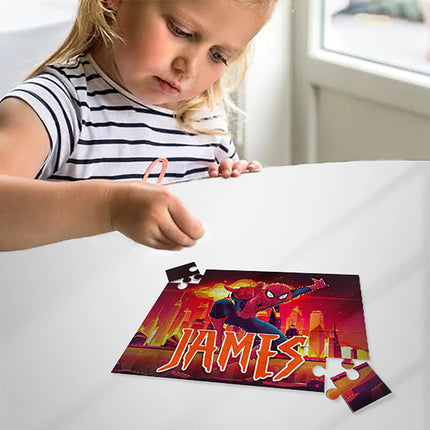 Spiderman Gift Bundle for Kids Custom Name Puzzle 16in Pillow and 12oz Tumbler Son Daughter Birthday Present Holidays