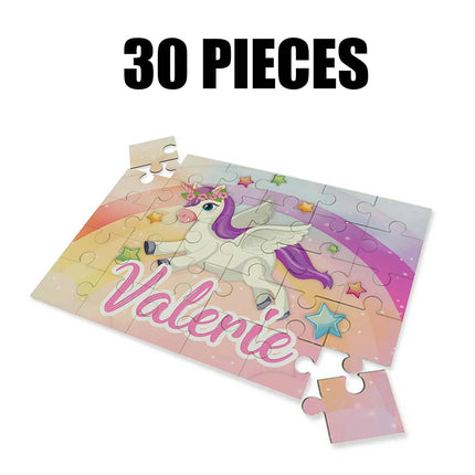 Unicorn Gift Bundle for Kids Custom Name Puzzle 16in Pillow and 12oz Tumbler Son Daughter Birthday Present Holidays